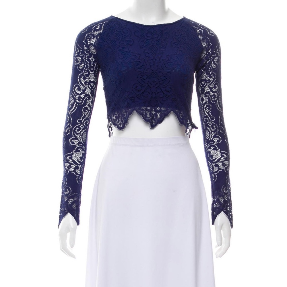For Love & Lemons Indigo Crop Top Long Sleeve